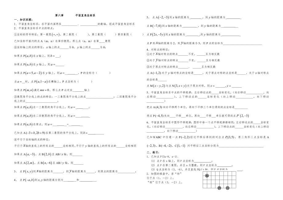 人教版七年级数学下册考点及典型题型总复习