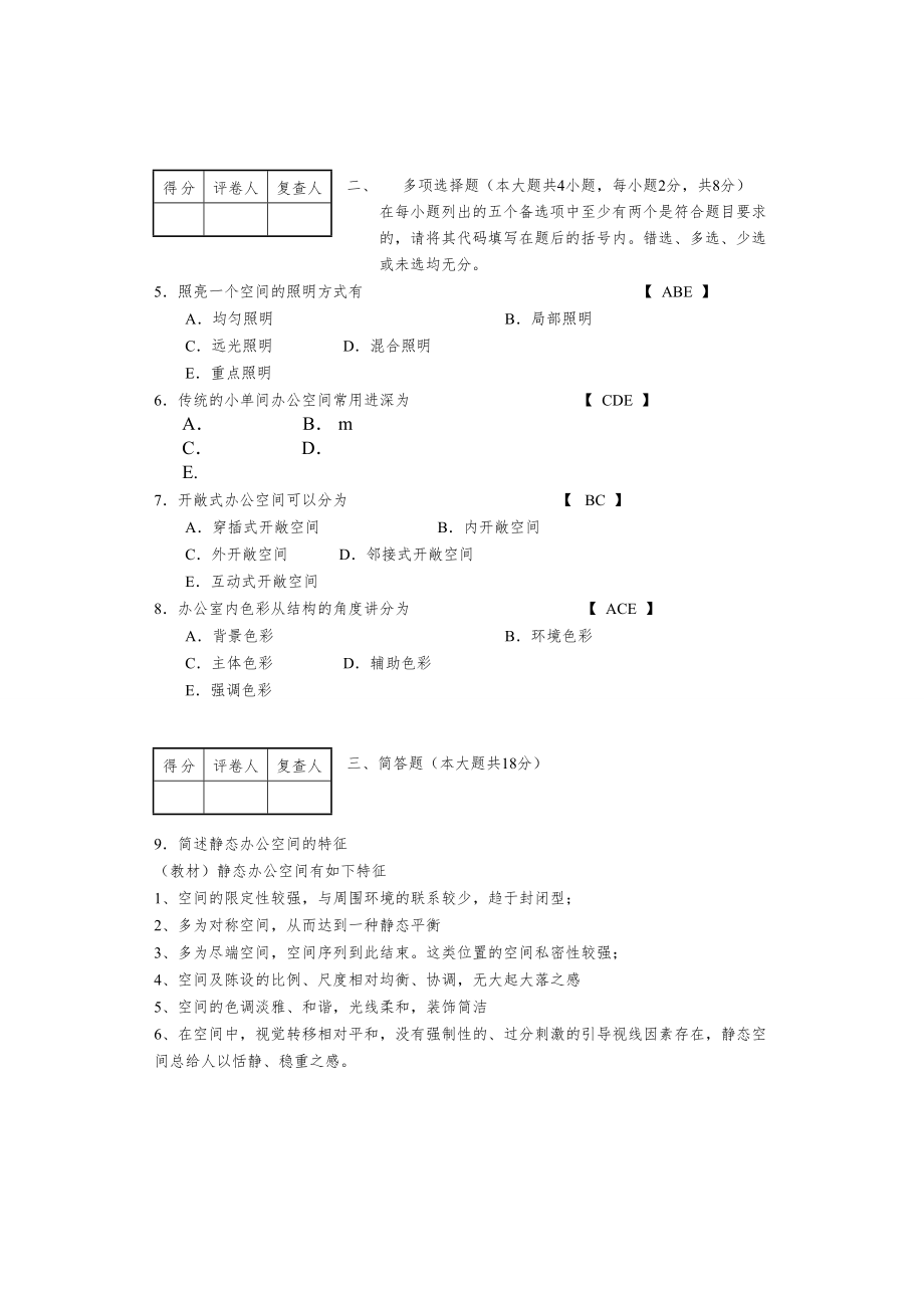 办公空间设计复习题B