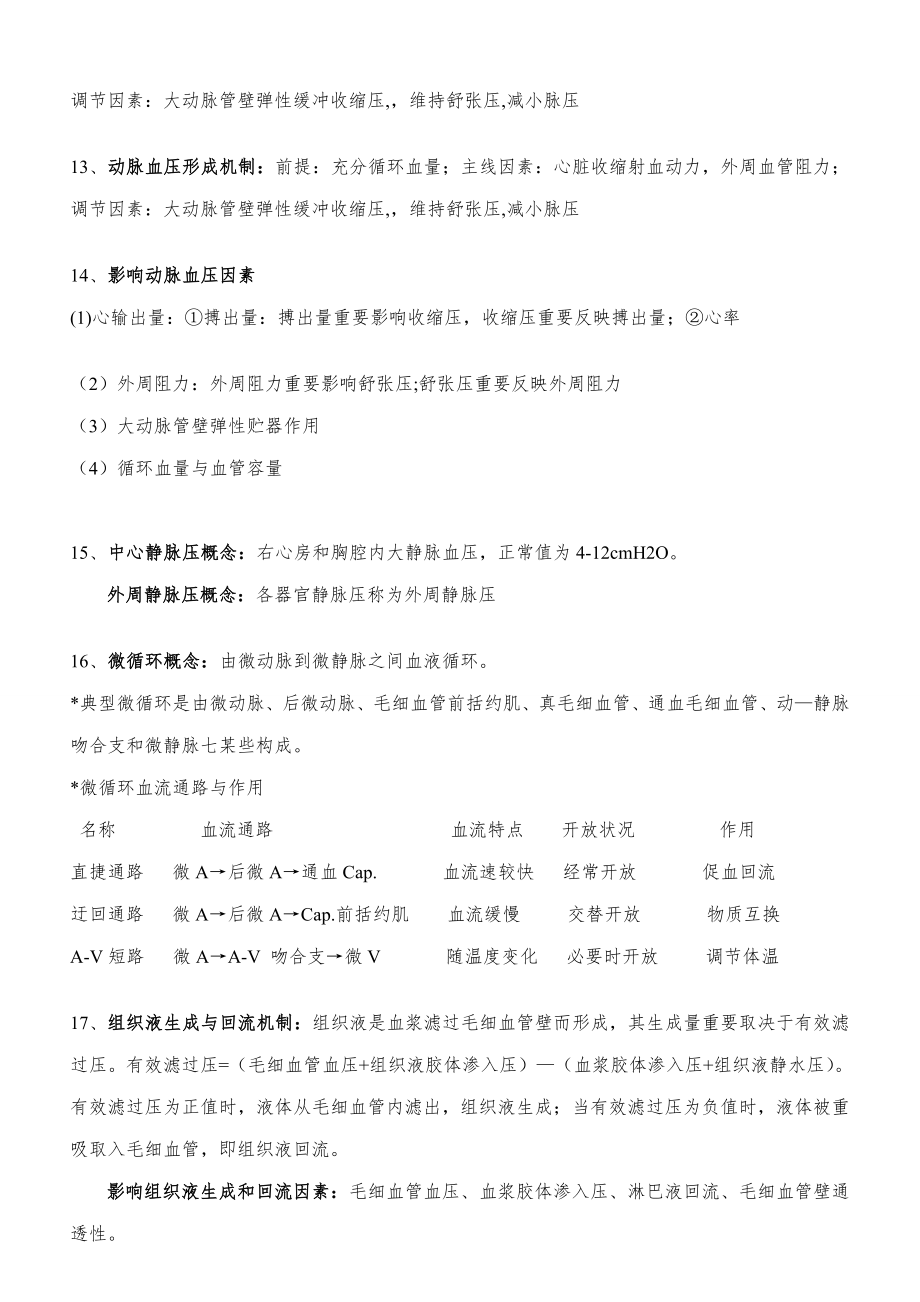 福建专升本生理学复习资料