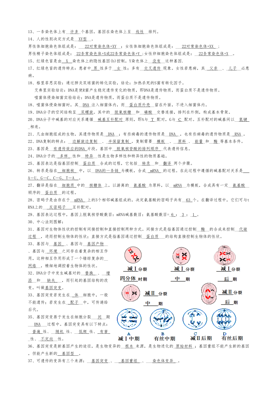 高中生物学考知识点背诵清单 (2)