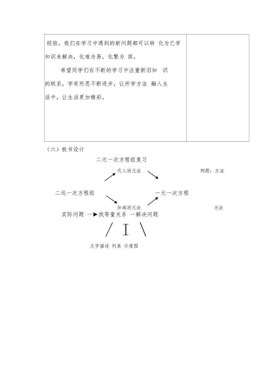 二元一次方程组复习课教学设计