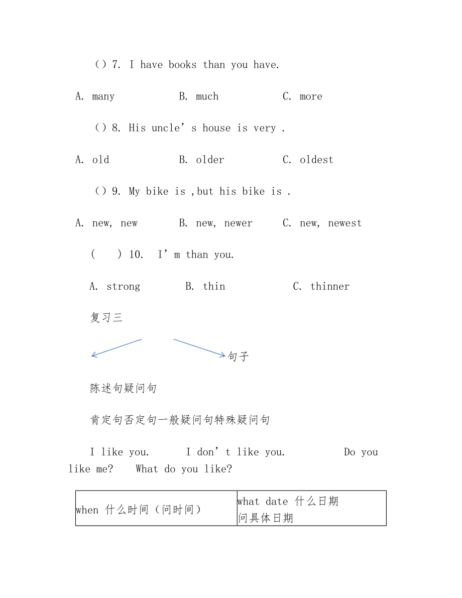 六年级下册英语复习资料英语总复习及练习 人教