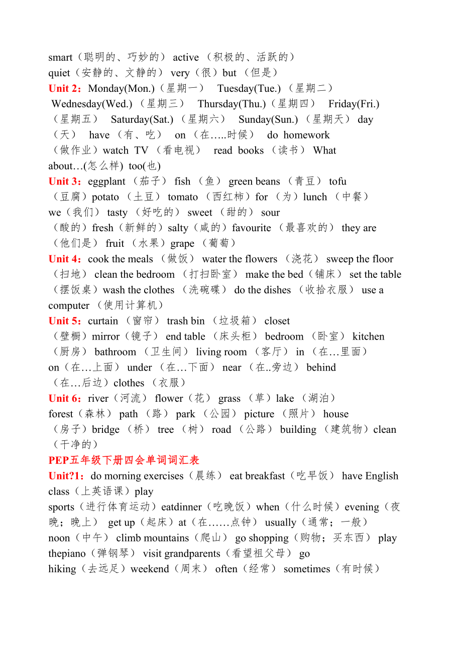 人教版小学英语六年级毕业升学考总复习