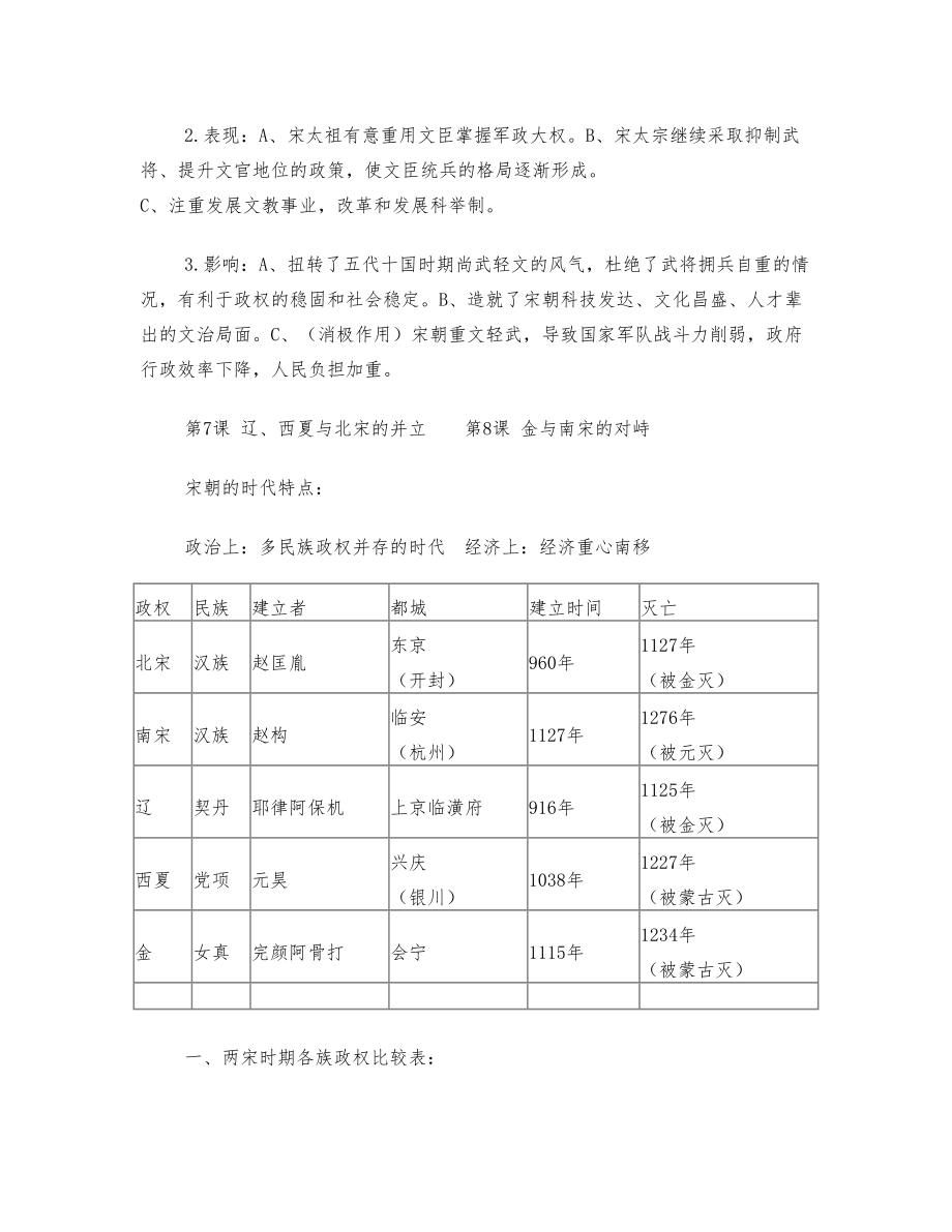 七年级下册历史复习提纲