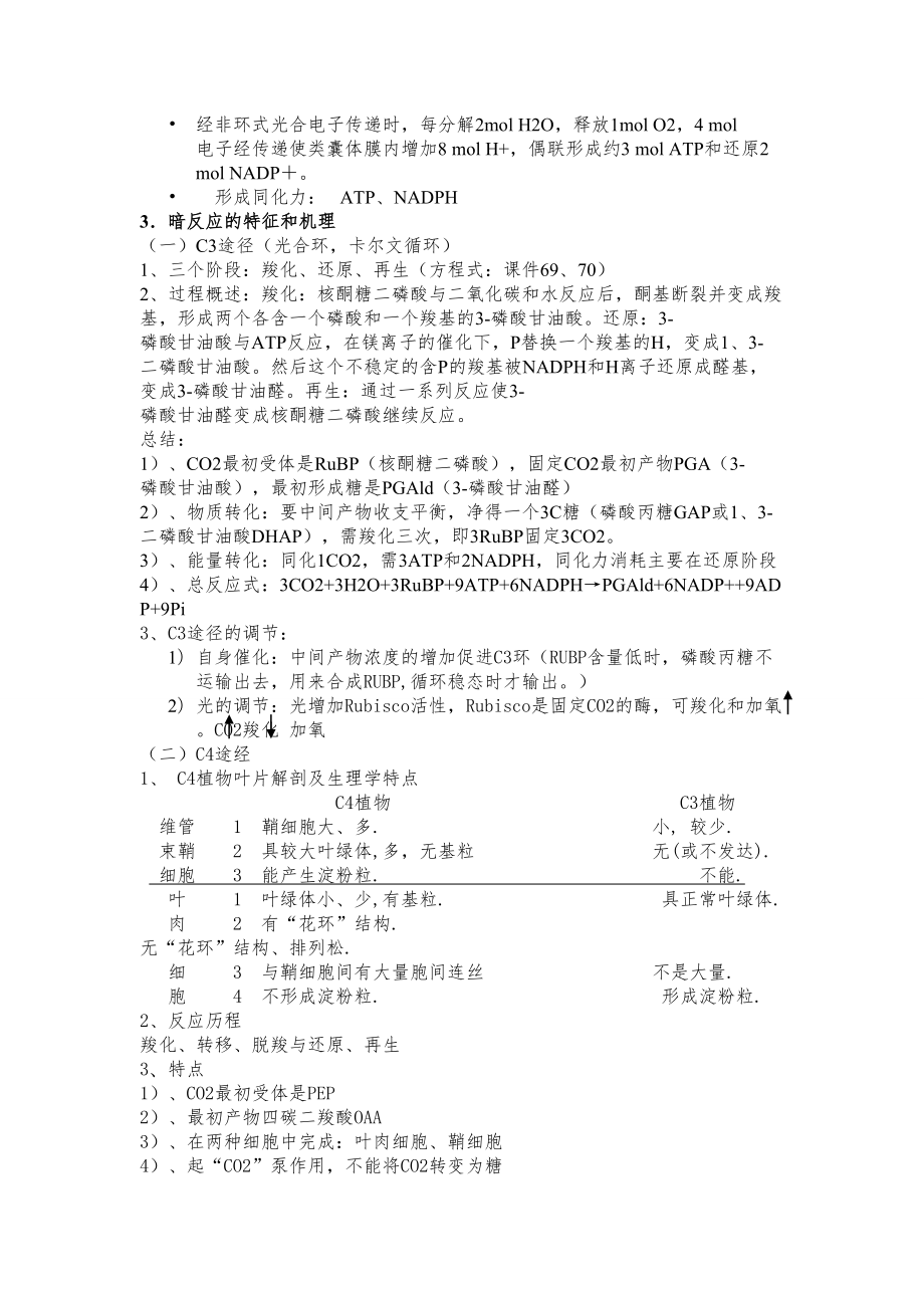 植物生理学重点知识整理