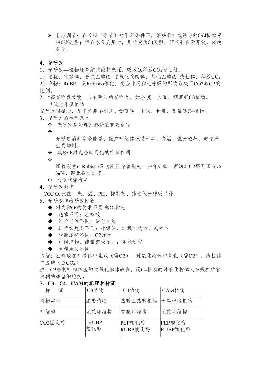 植物生理学重点知识整理