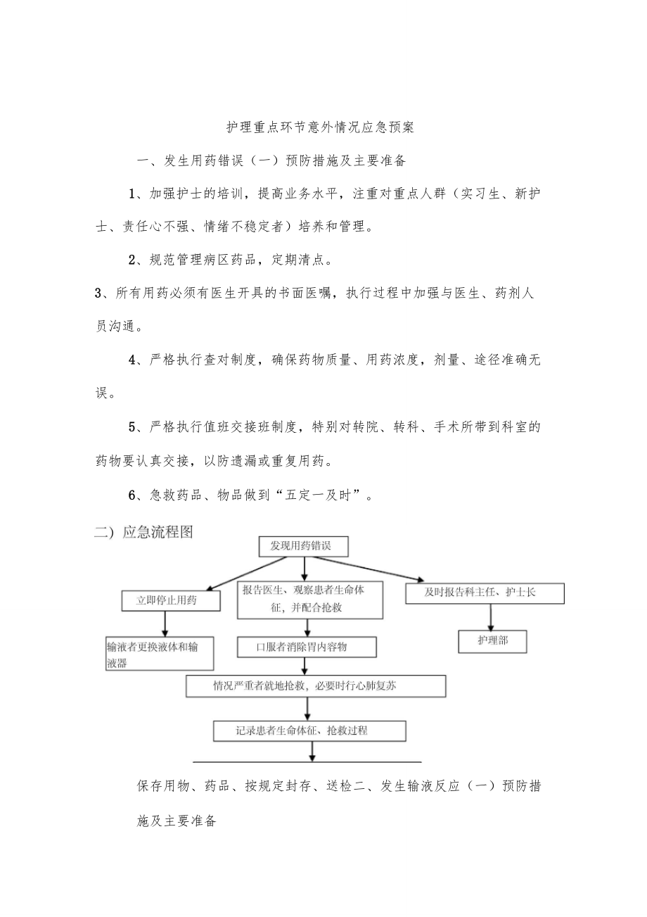 重点环节应急管理制及应急预案