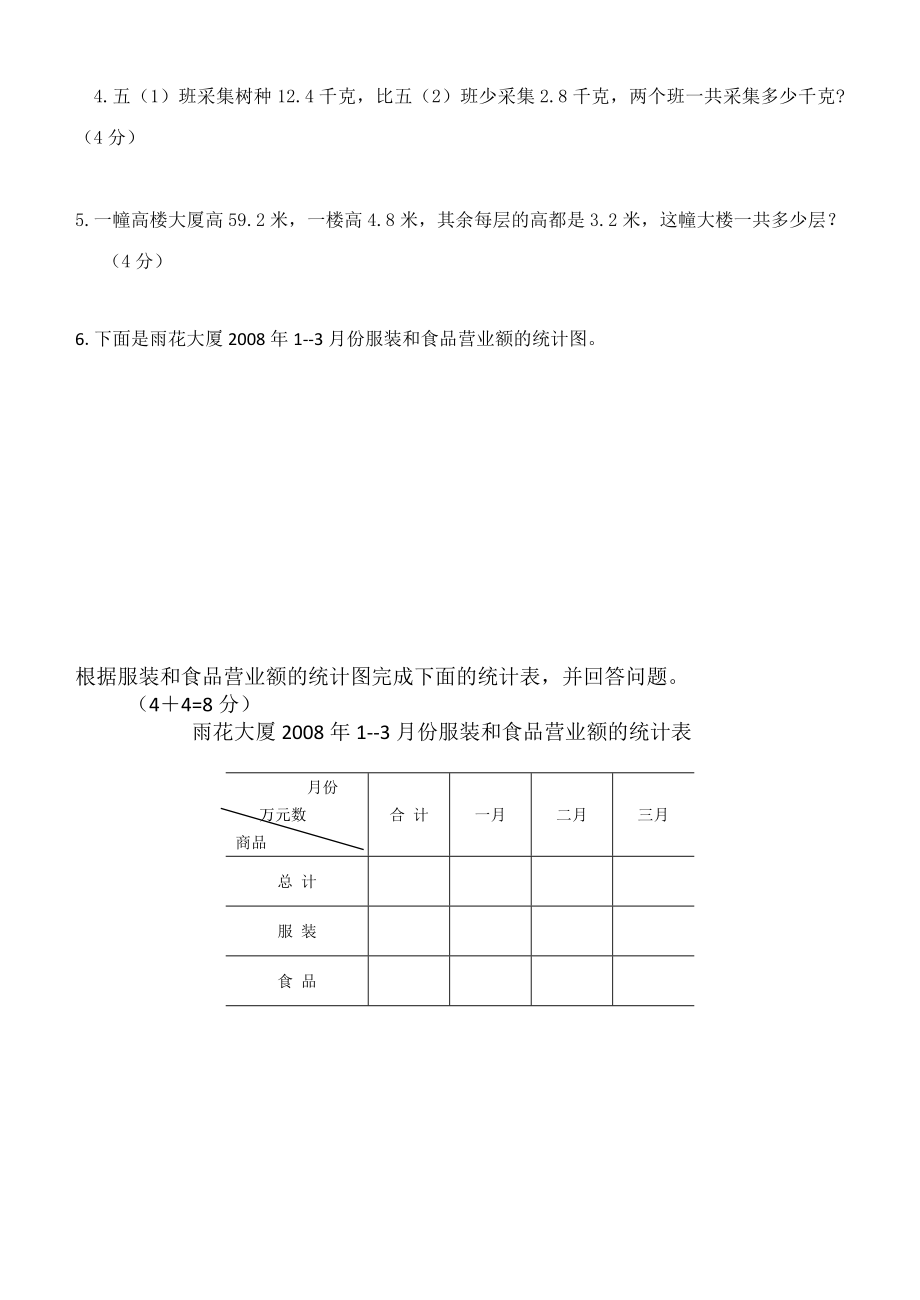 苏教版五年级数学上册期末试卷