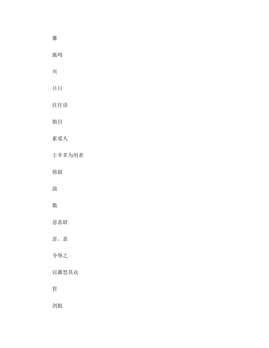 人教版九年级上册语文文言文字词检测