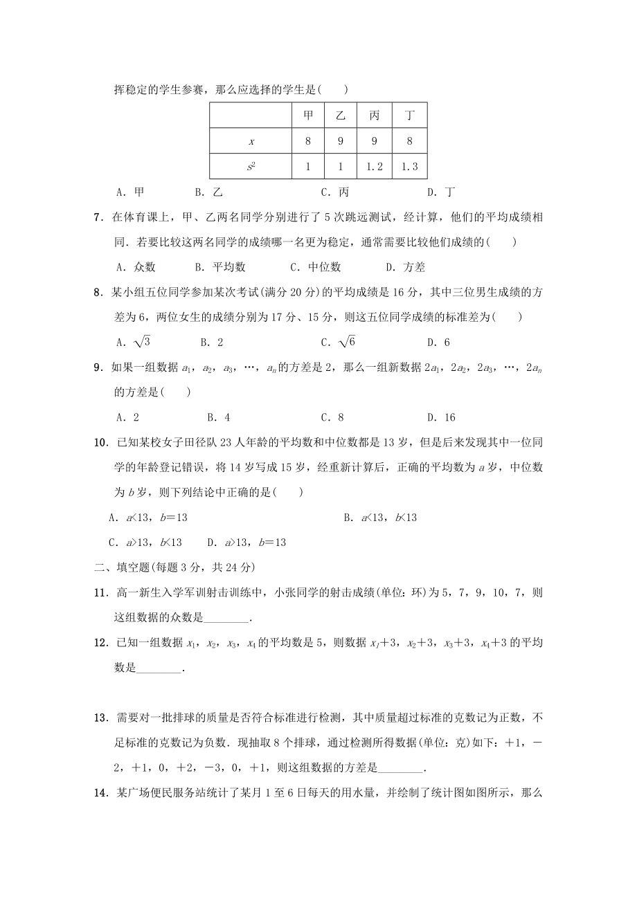 八级数上册 六 数据的分析达标测试卷 北师大版