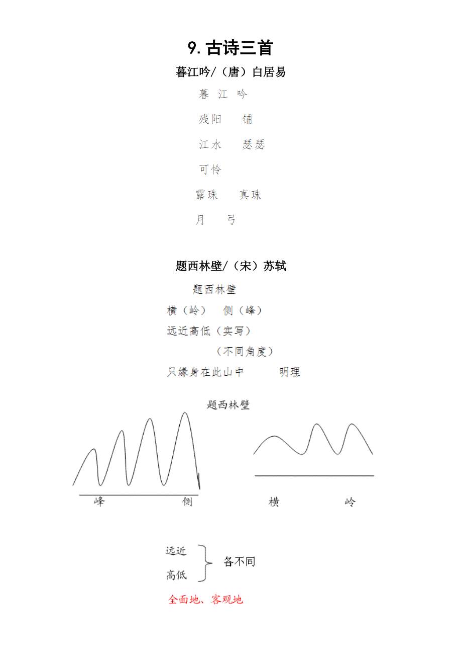 小学语文部编版四年级上册全册板书设计