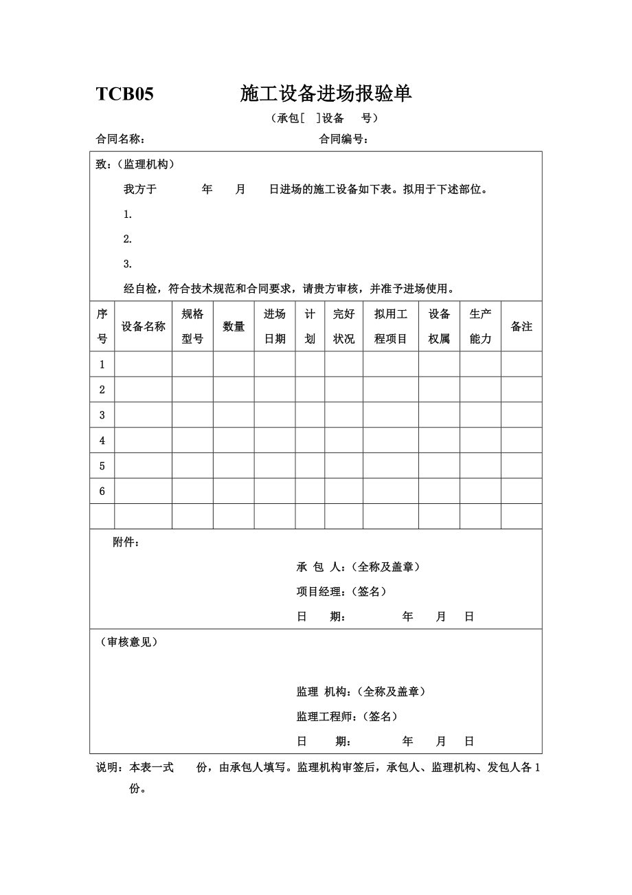 土地项目施工监理表格(全套)