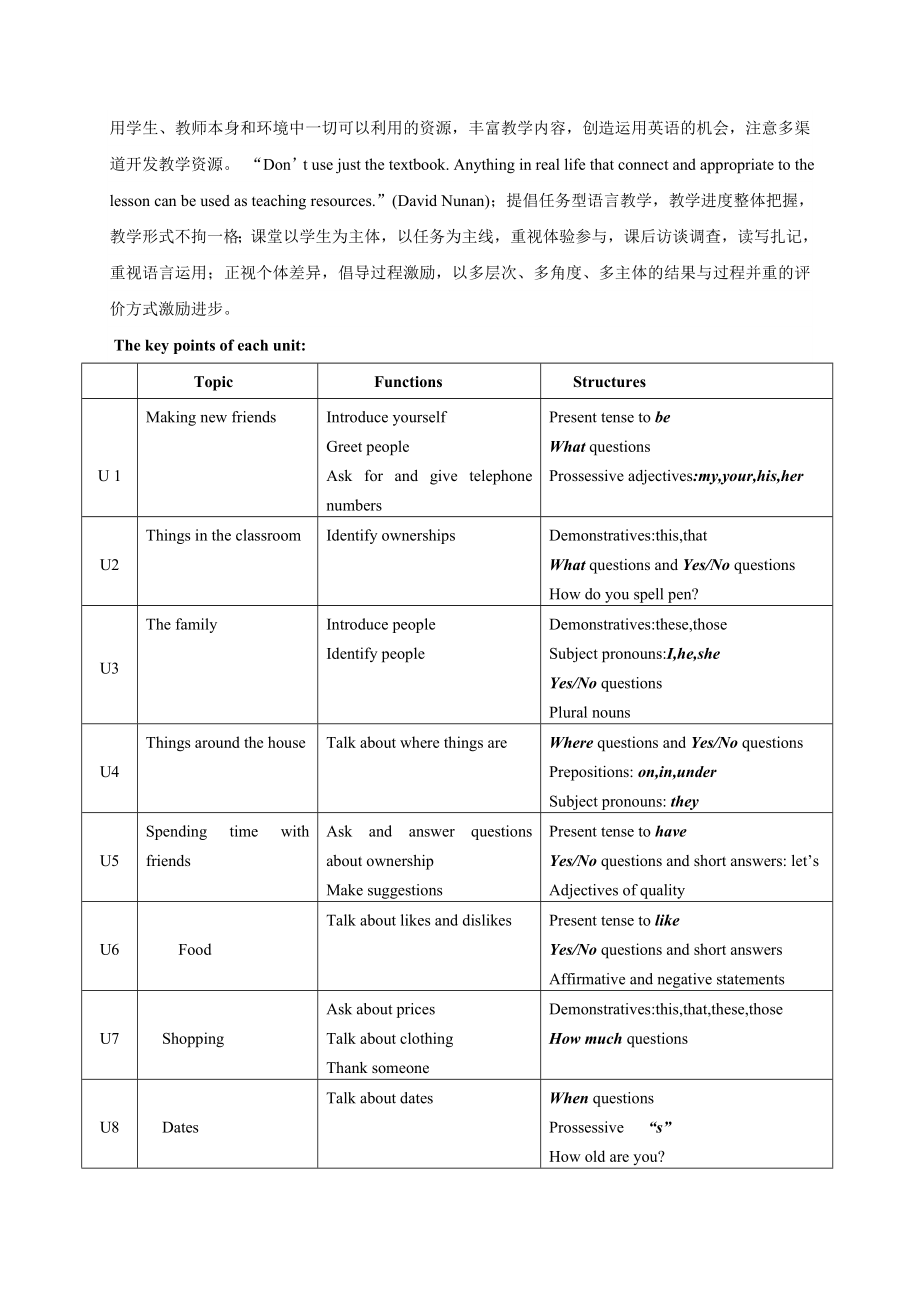 人教版初中英语七年级上册全套教案