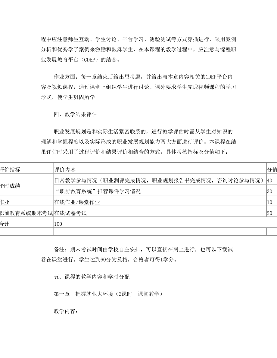 大学生就业指导教育课程教学大纲