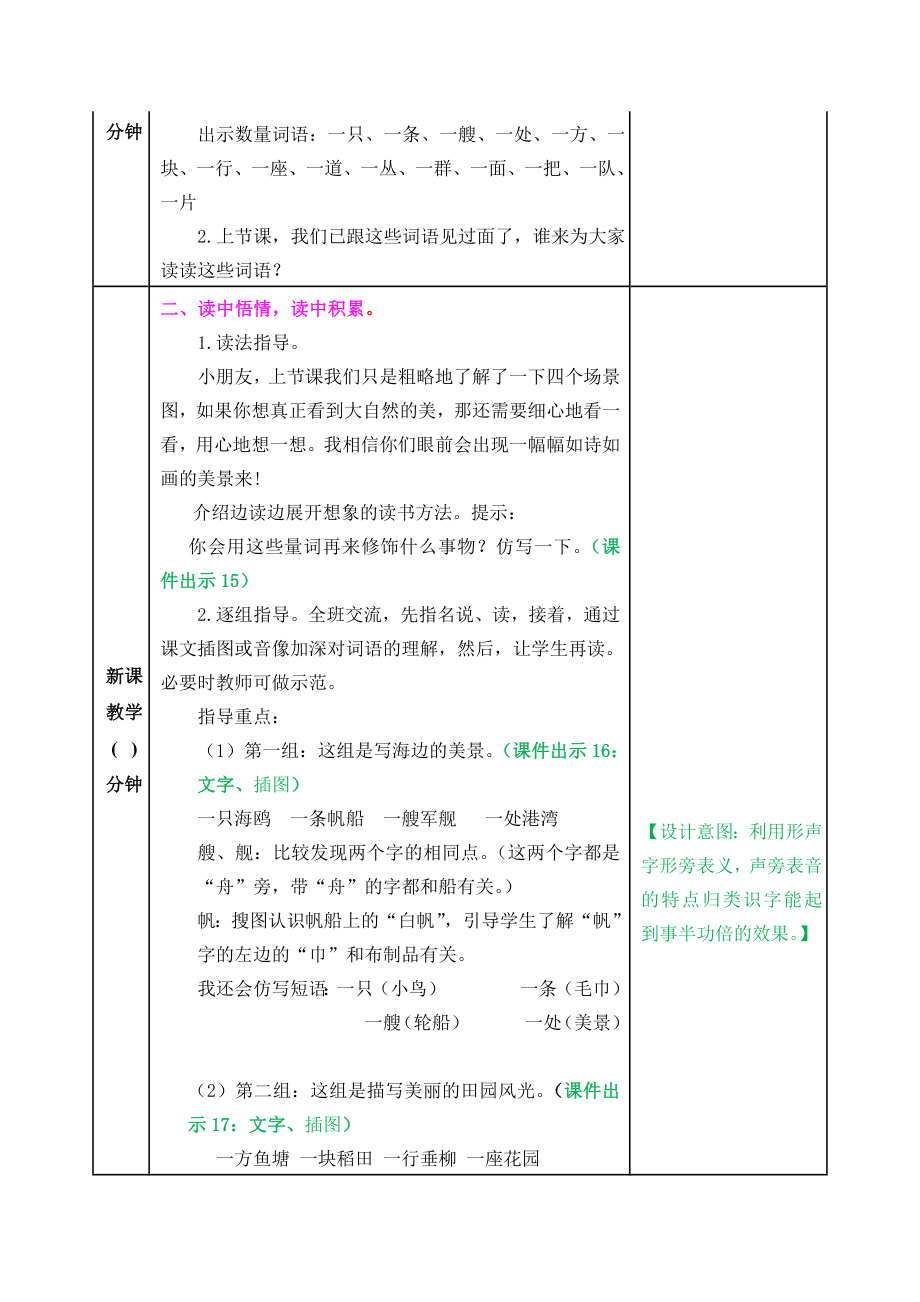 部编版小学二年级语文2021部编版识字1场景歌教学设计表格式