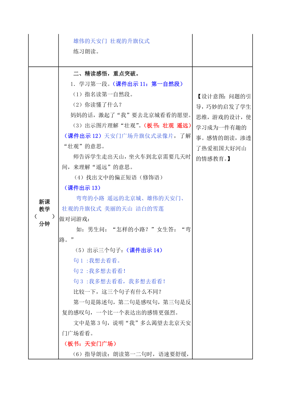 部编版小学一年级语文2021学年部编版一下第2课我多想去看看教案表格式