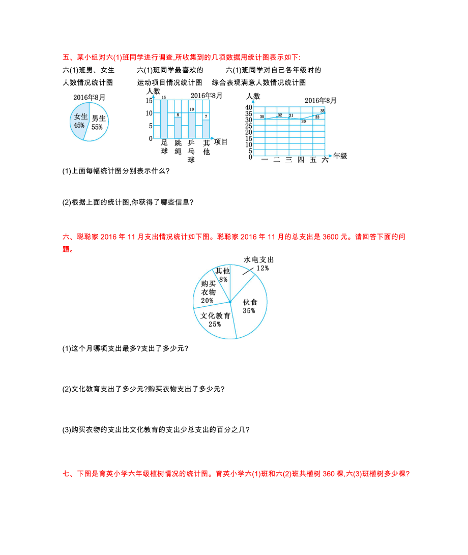 北京版六年级数学上册第六单元测试题及答案二试题试卷