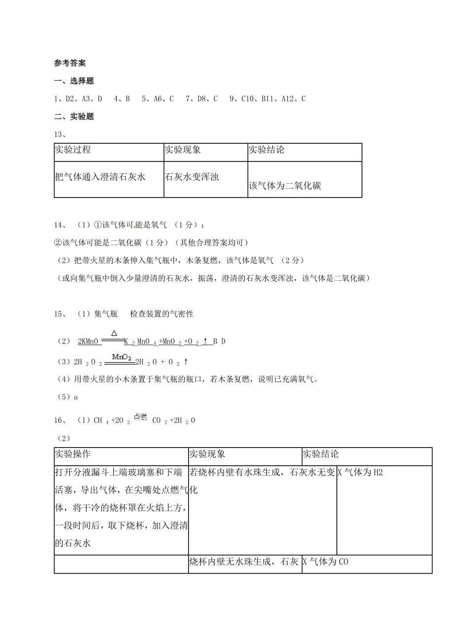 钦州港区九年级化学月考试题及答案