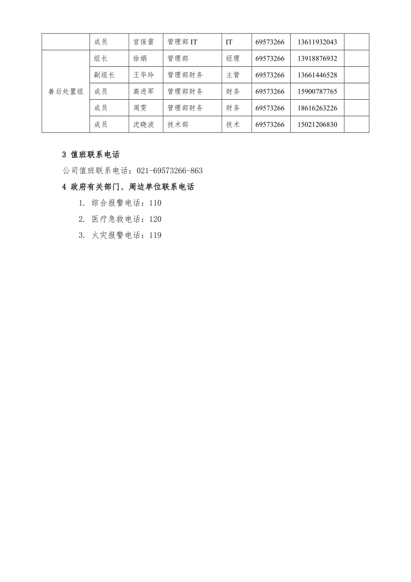 应急救援各工作组职责