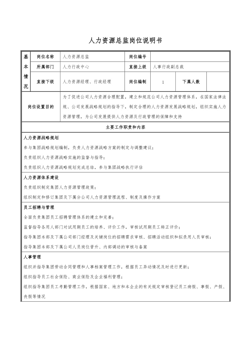 岗位说明书模板1 (2)