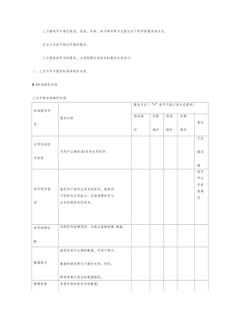 软件项目维护合同范本