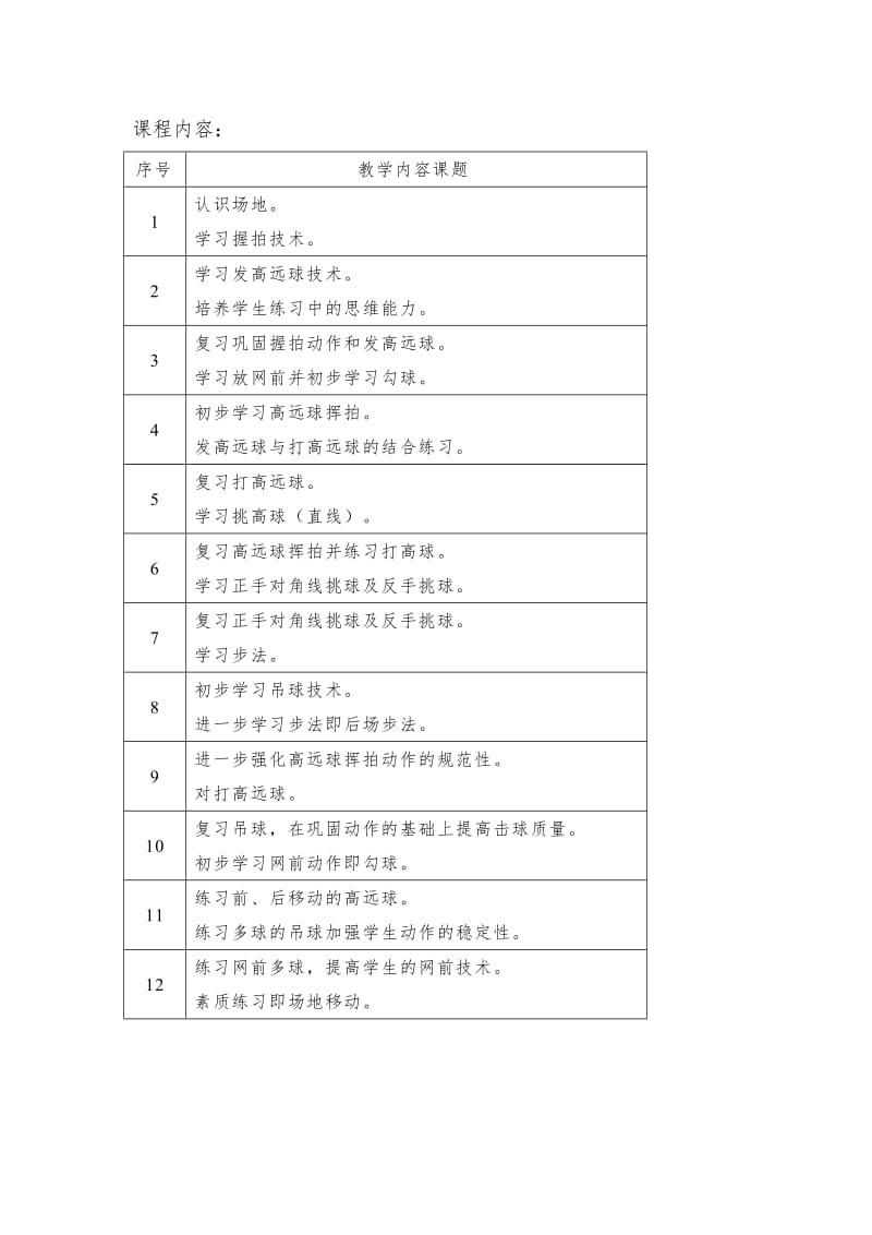 羽毛球教学计划及教案