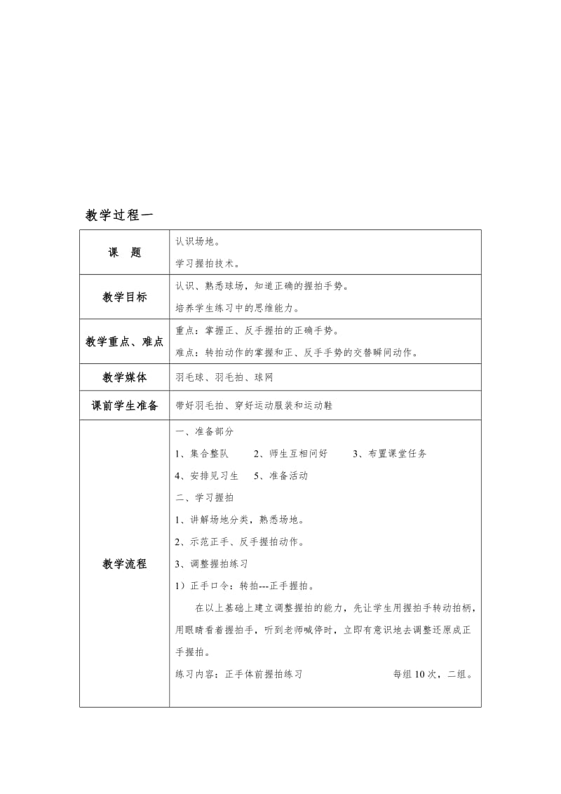 羽毛球教学计划及教案