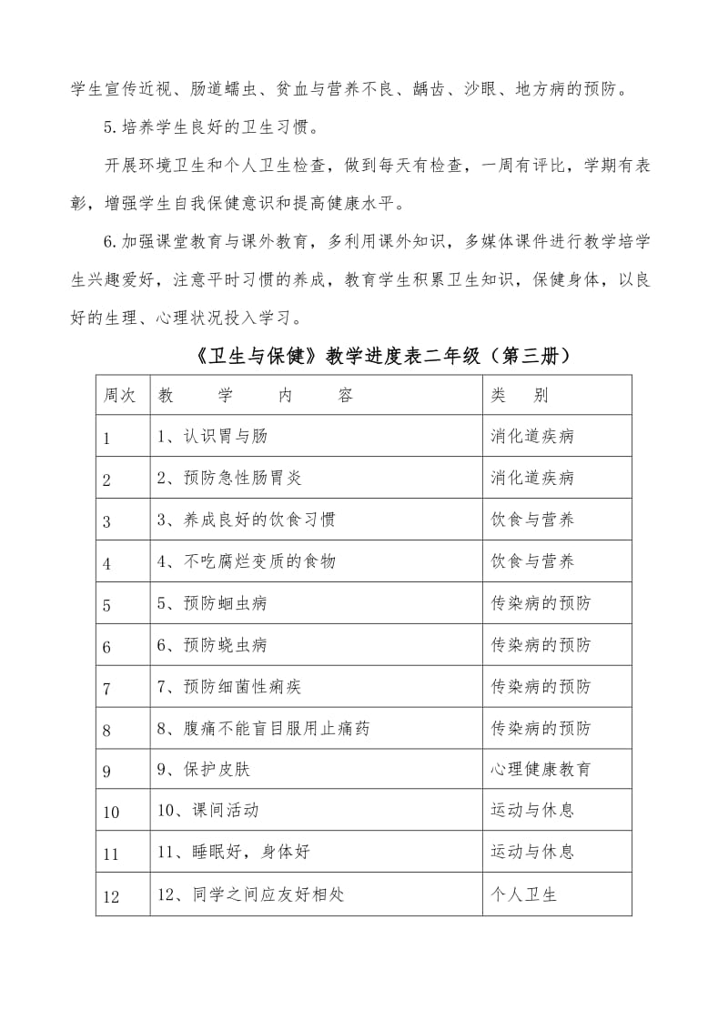 云教版小学二年级上册卫生与保健教案