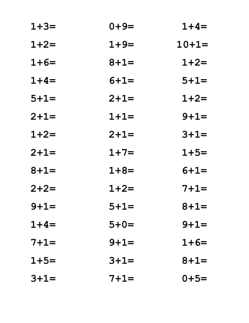 10以内加法练习题