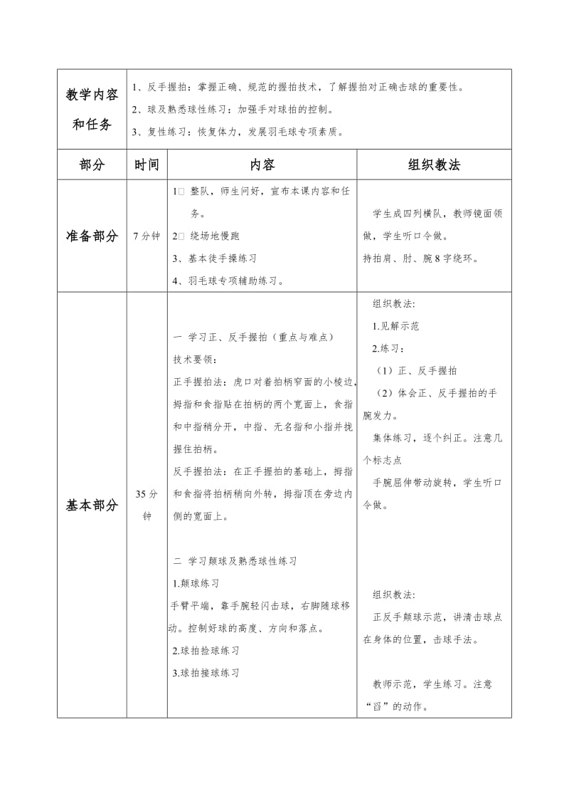 羽毛球社团教案