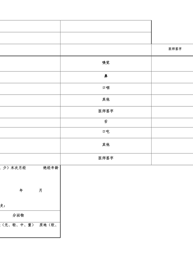 事业单位招聘人员体检表