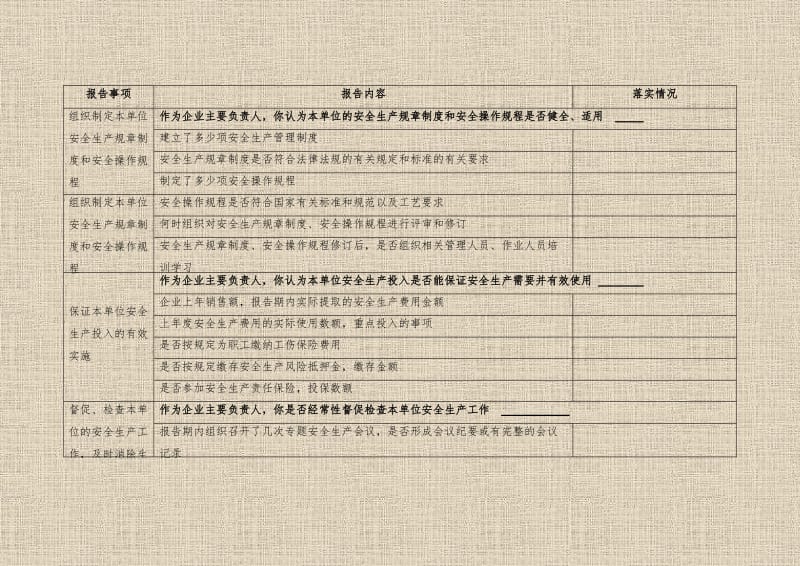 主要负责人履职情况报告表