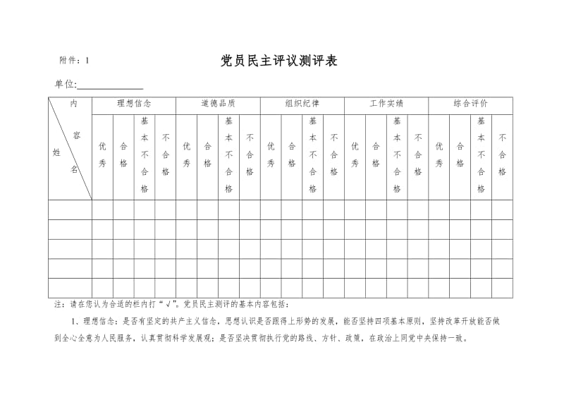 党员民主评议表 (2)