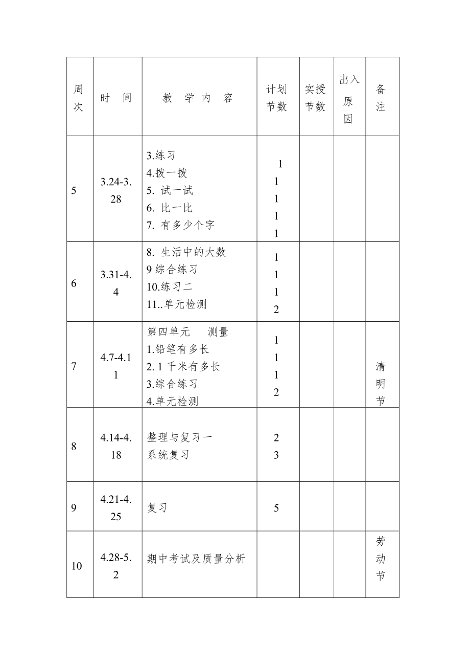 新北师大版二年级下册数学全册教案教学设计5