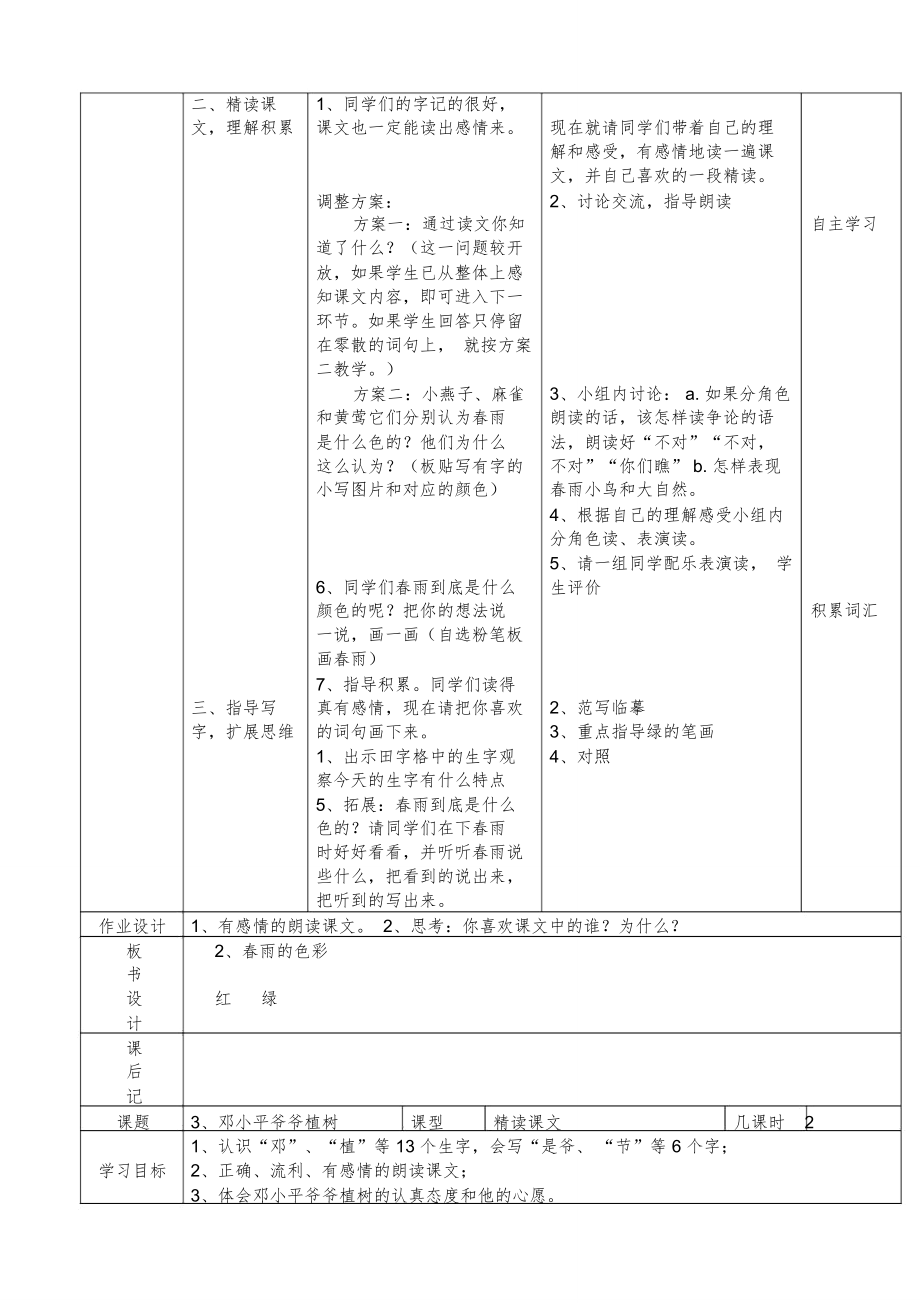 小学一年级语文下册全册电子教案【表格式】10