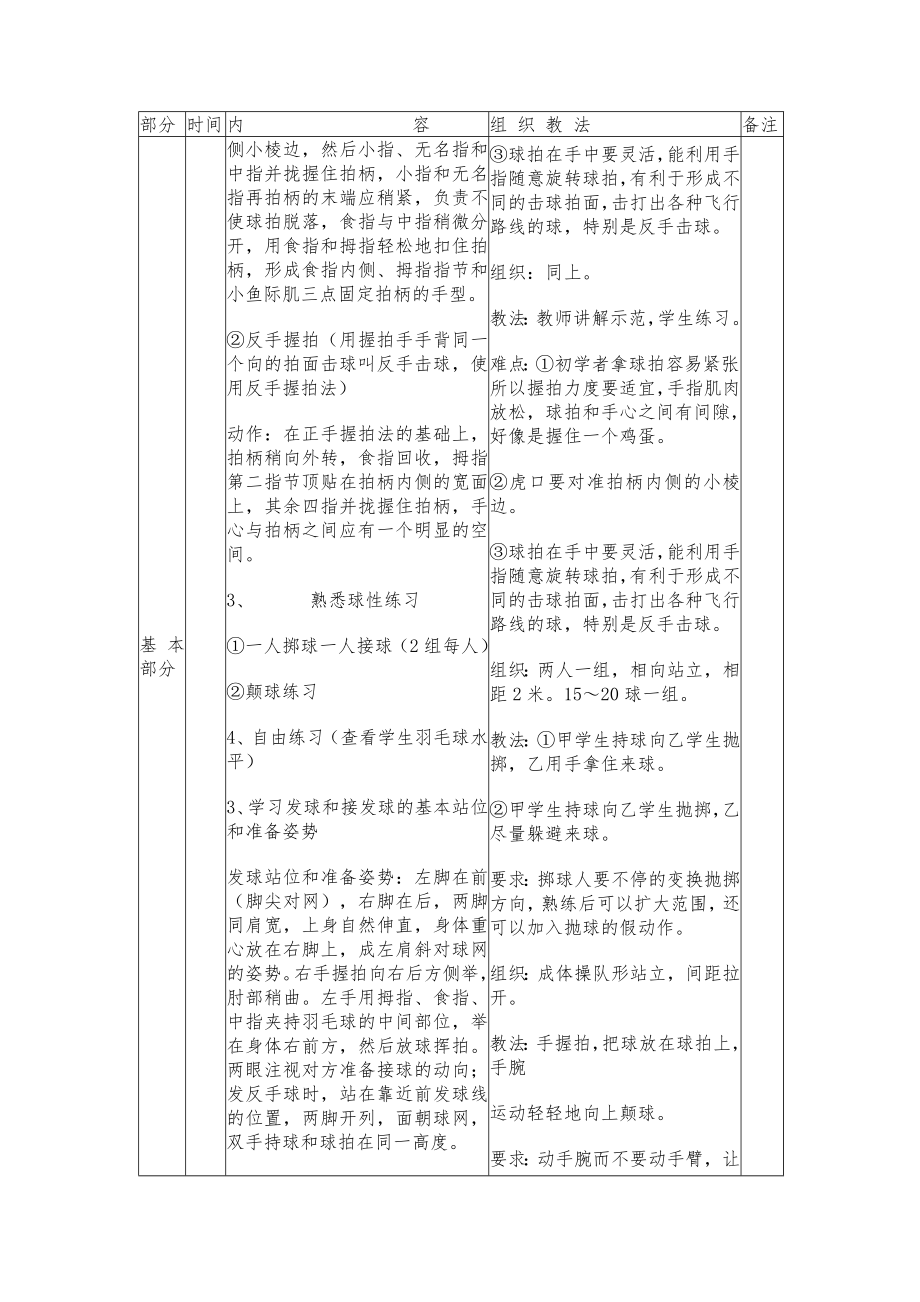 小学羽毛球教案