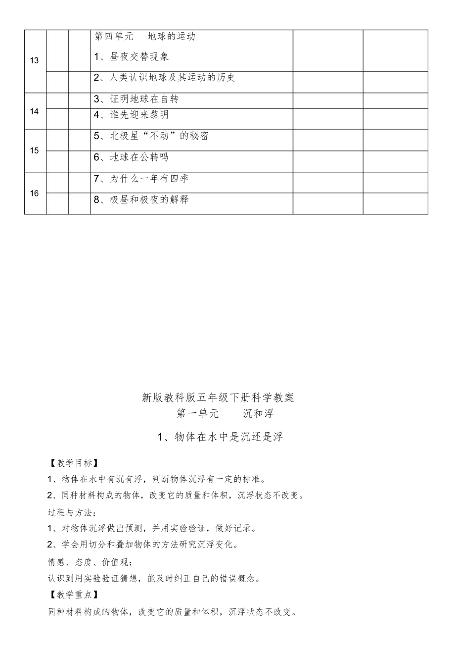 教科版五年级科学下册全册教案2