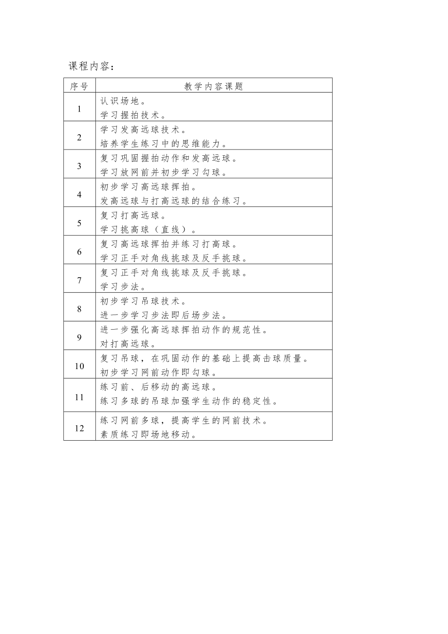 羽毛球教学计划教案