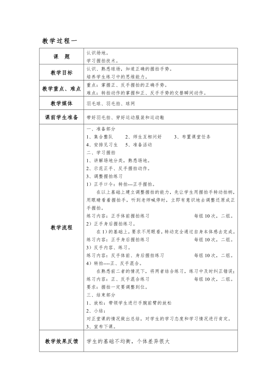 羽毛球教学计划教案