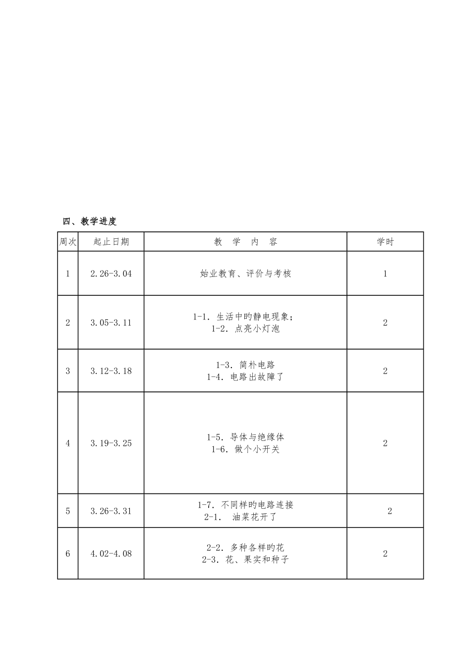 教科版四年级下册科学全册教案版5