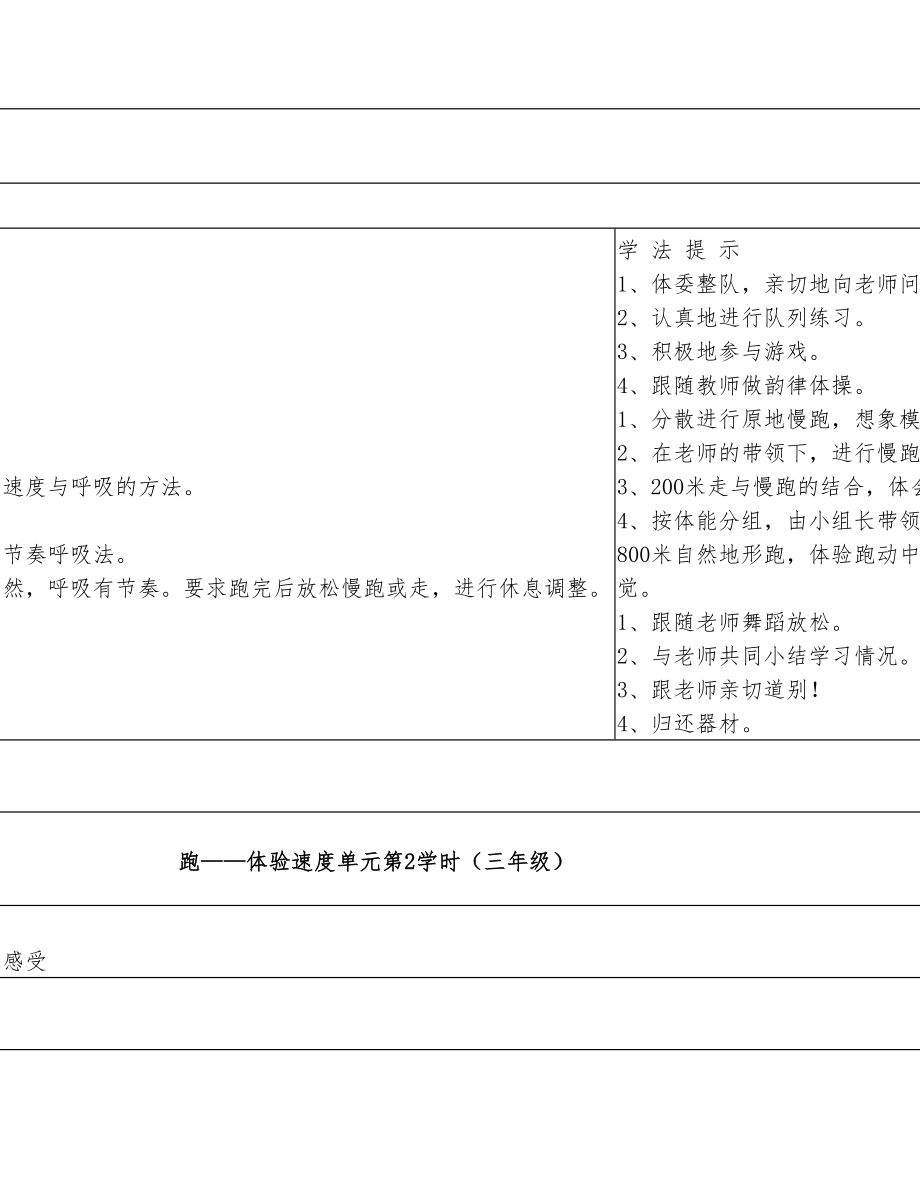 三年级下册《体育》全册教案6