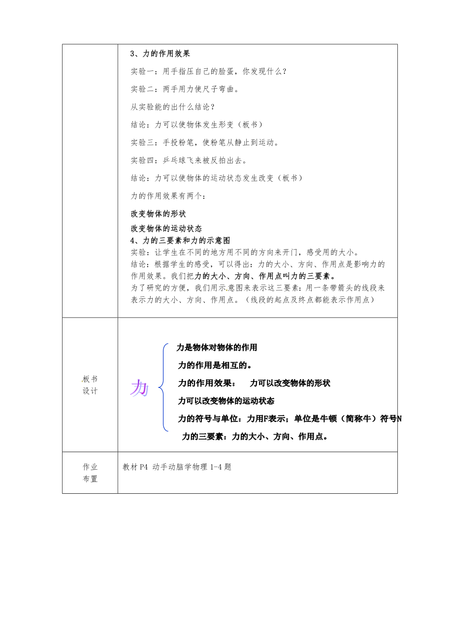 人教版物理八年级下册全册教案含教学反思