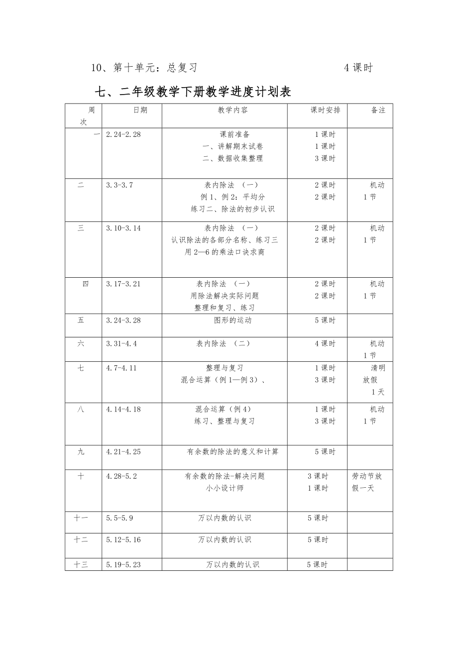 新人教版二年级下册数学全册教案含反思体备课12