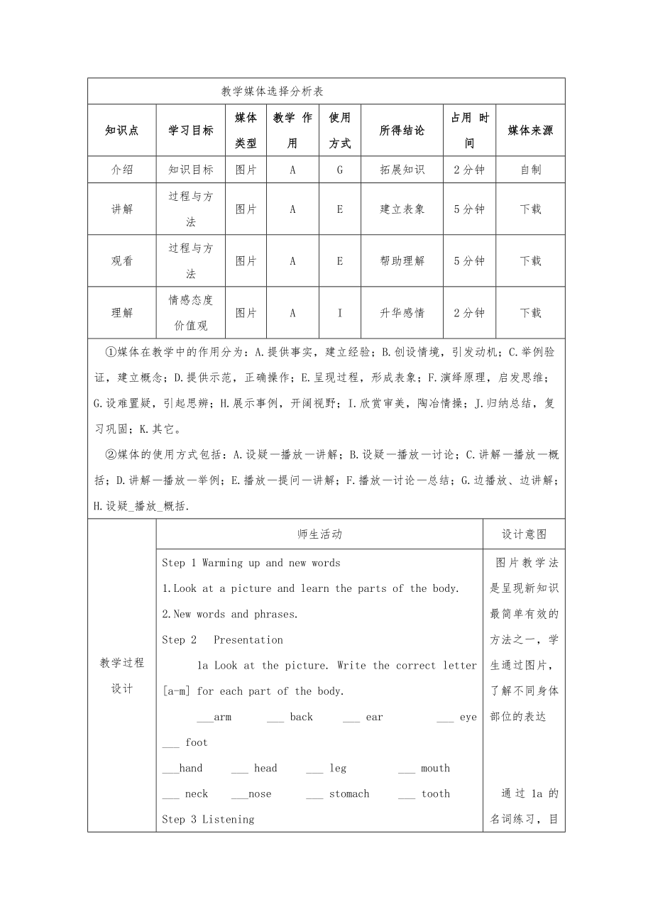 八年级英语下册Unit1What’sthematter第1课时SectionA1a-1c教案人教新目标版