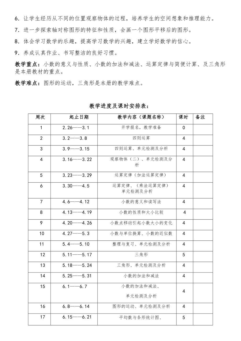 人教版四年级数学下册全册教案4