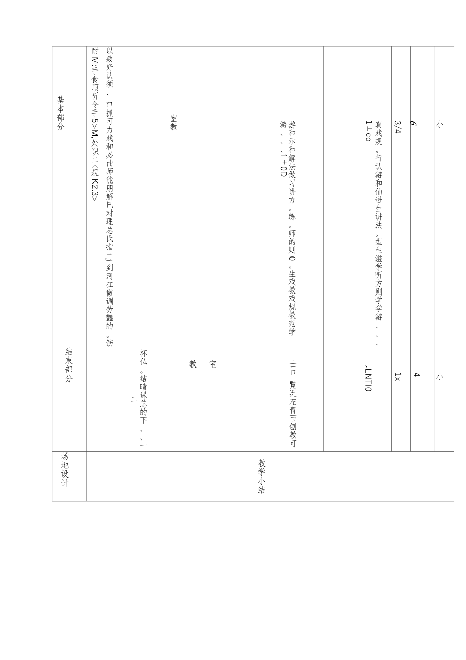 小学四年级下册体育教学计划教案(全册)12