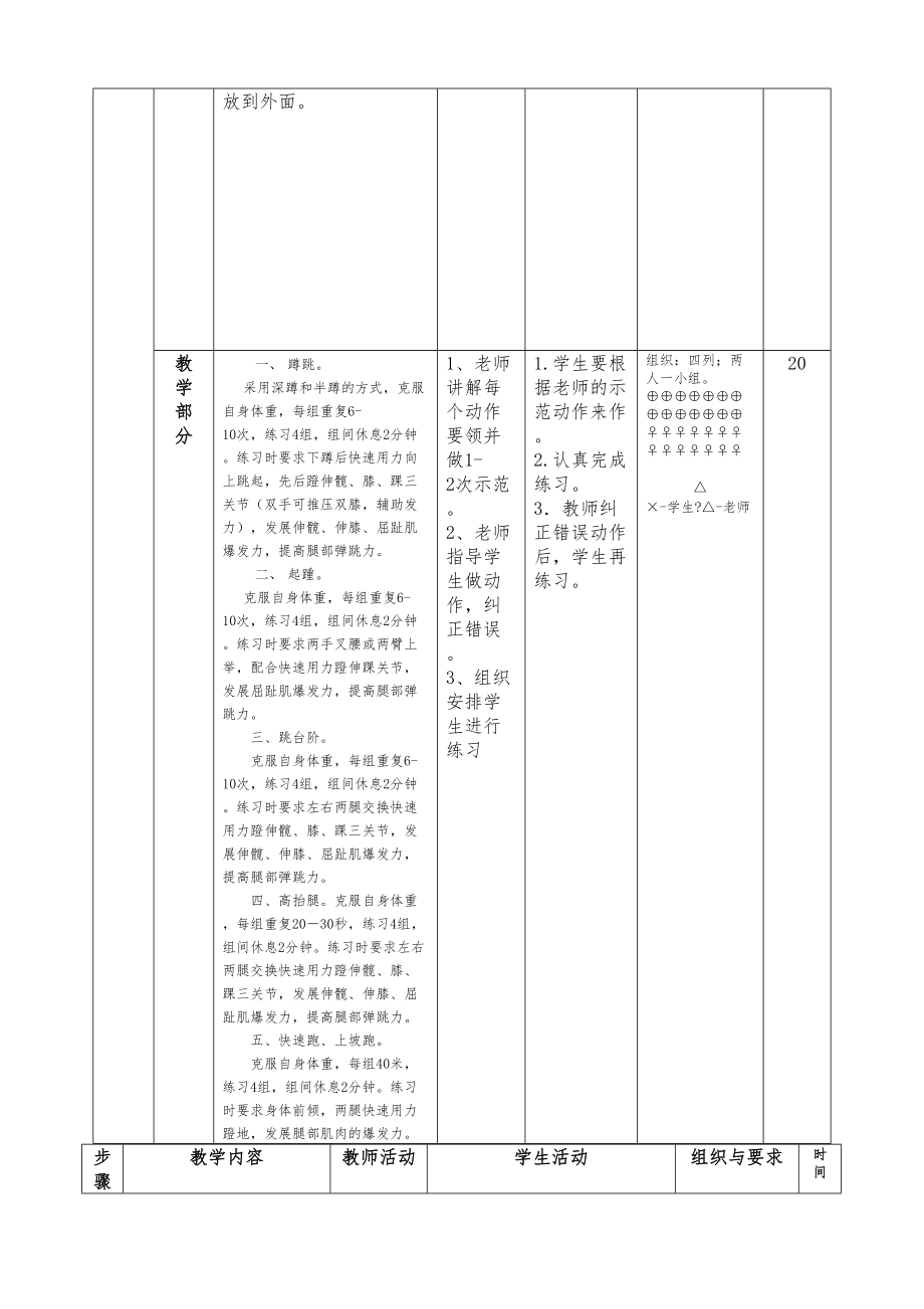 体育健康教案――恢复性练习