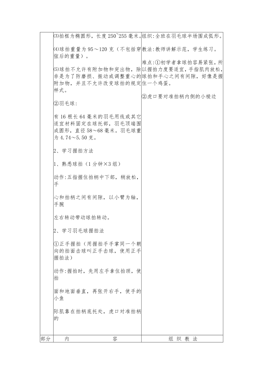 小学羽毛球教案全