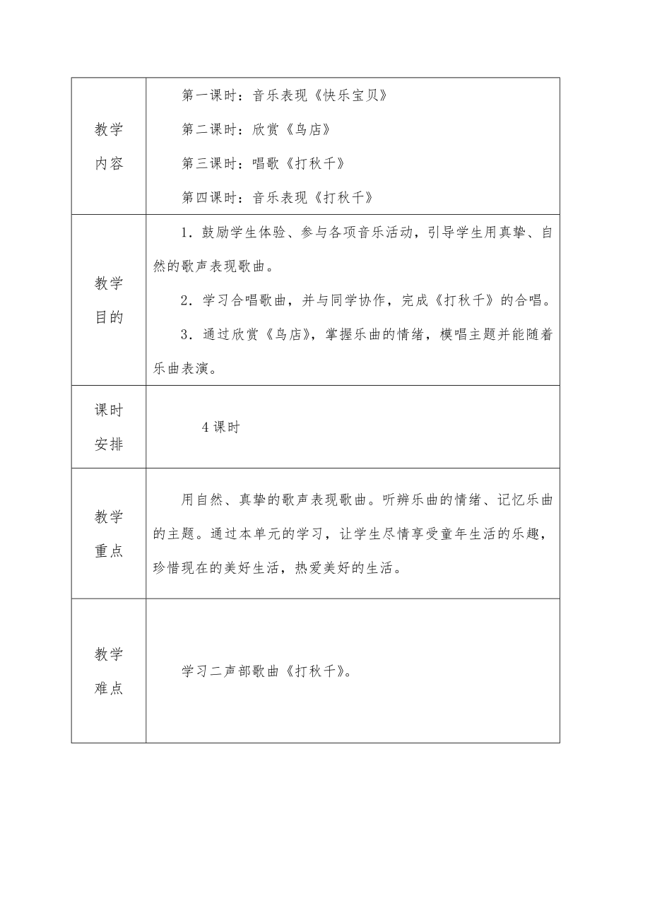 新人教版三年级下册音乐全册教案1