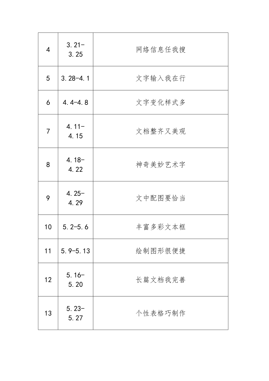 内蒙小学四年级下册信息技术教案全册